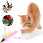 Забавная Выдвижная палочка для кошек, принадлежности для домашних животных, Сменная головка для самостоятельной сборки, набор игрушек для дрессировки котят, разные цвета