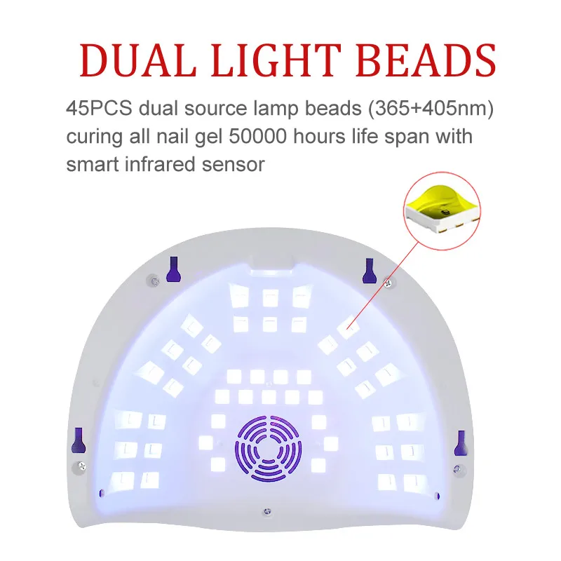 Светодиодная Сушилка для ногтей 90 Вт со встроенным вентилятором 45 светодиодный