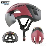 2021 pmt cycling ultralight helmet breathable road bike intergrally molded with removable visor goggles safely cap men women new