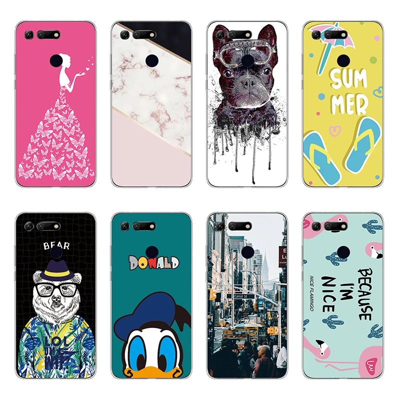 Silicone Phone Case for Huawei Honor V20 Coque Soft Creative Painted Cover View 20 Shells Bags Cute TPU |