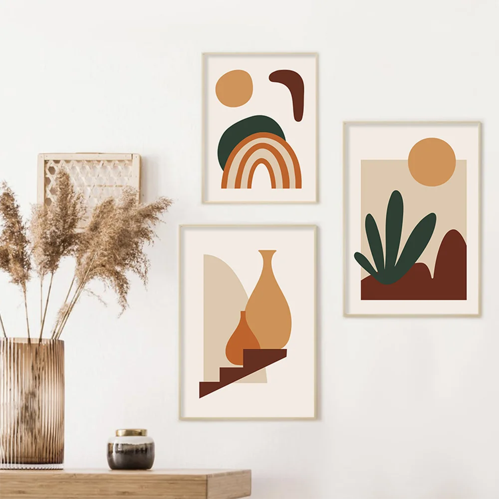 

Boho Art Prints Abstract Landscape Rainbow Plants Posters Canvas Painting Wall Pictures Bedroom Interior Home Decor No Frame