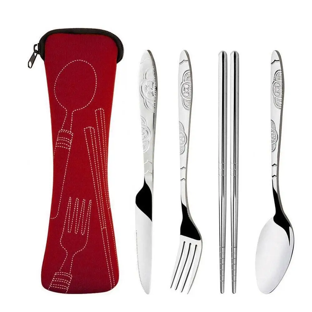 4 шт./компл. вилка из нержавеющей стали ложка палочки для еды портативные походные