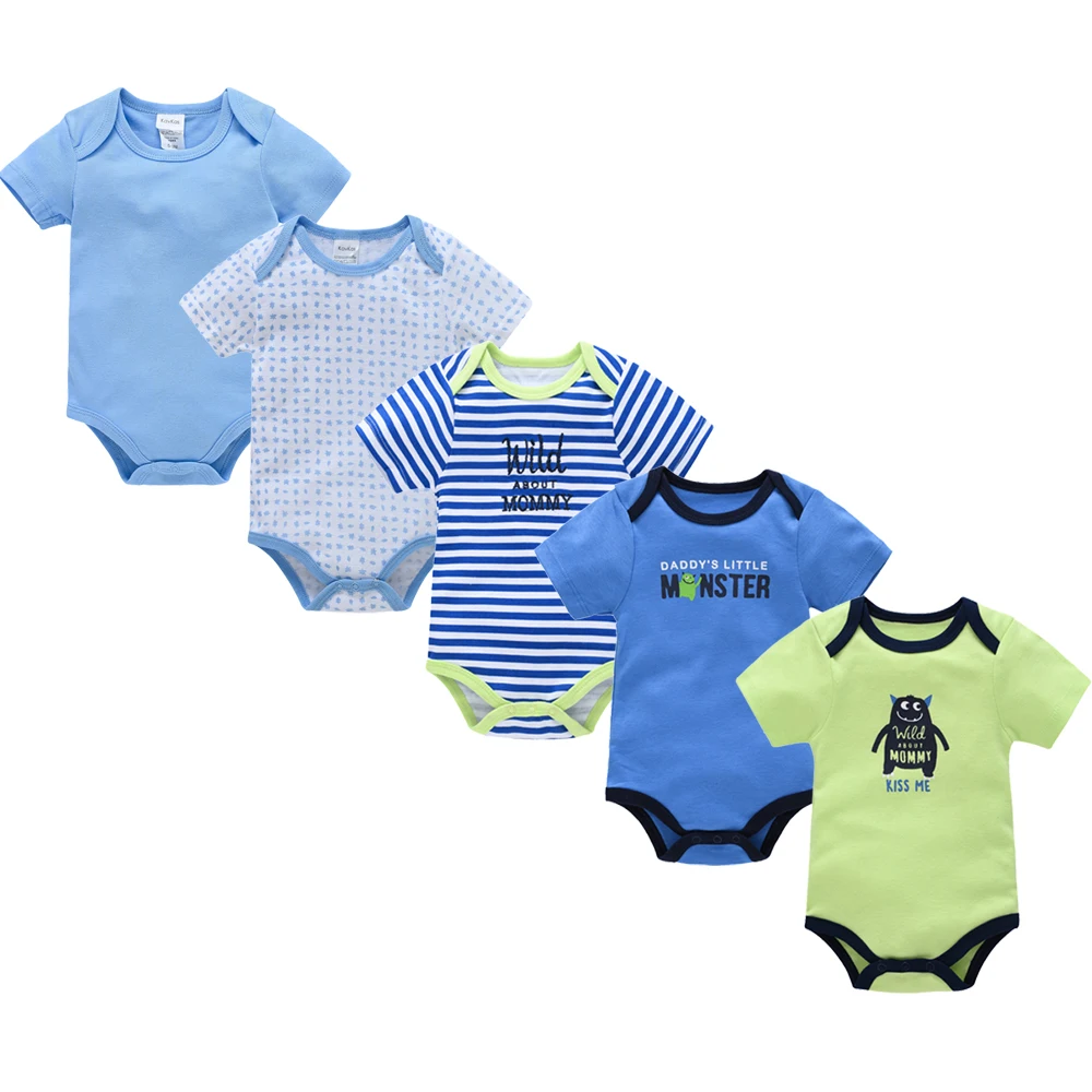 

2021 Baby Boy Bodysuit 3 5 PCS/Set Cotton Short Sleeve Body bebe Summer Infant Jumpsuit 0-12 months Cartoon Clothes