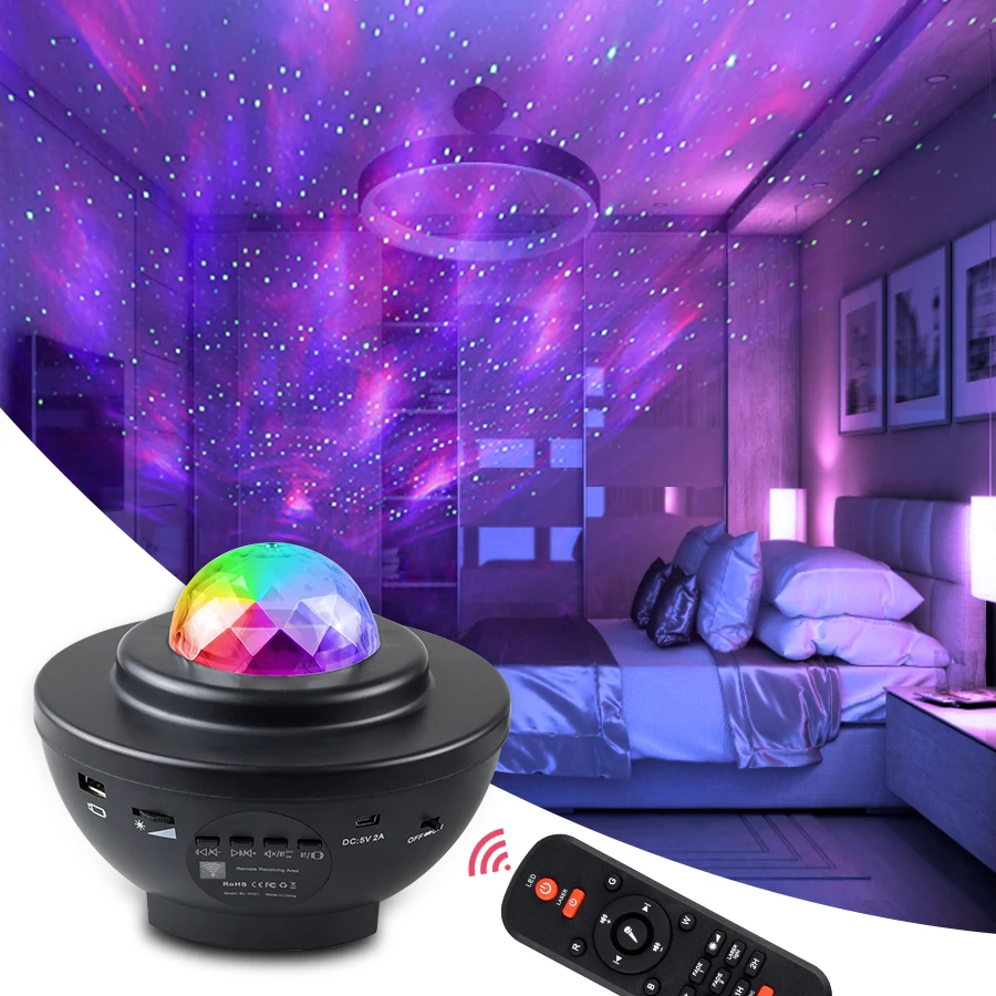 

Галактический проектор ночной свет музыка Звездная вода волна Галактический проектор свет Звездное небо Проектор Bluetooth динамик для детей