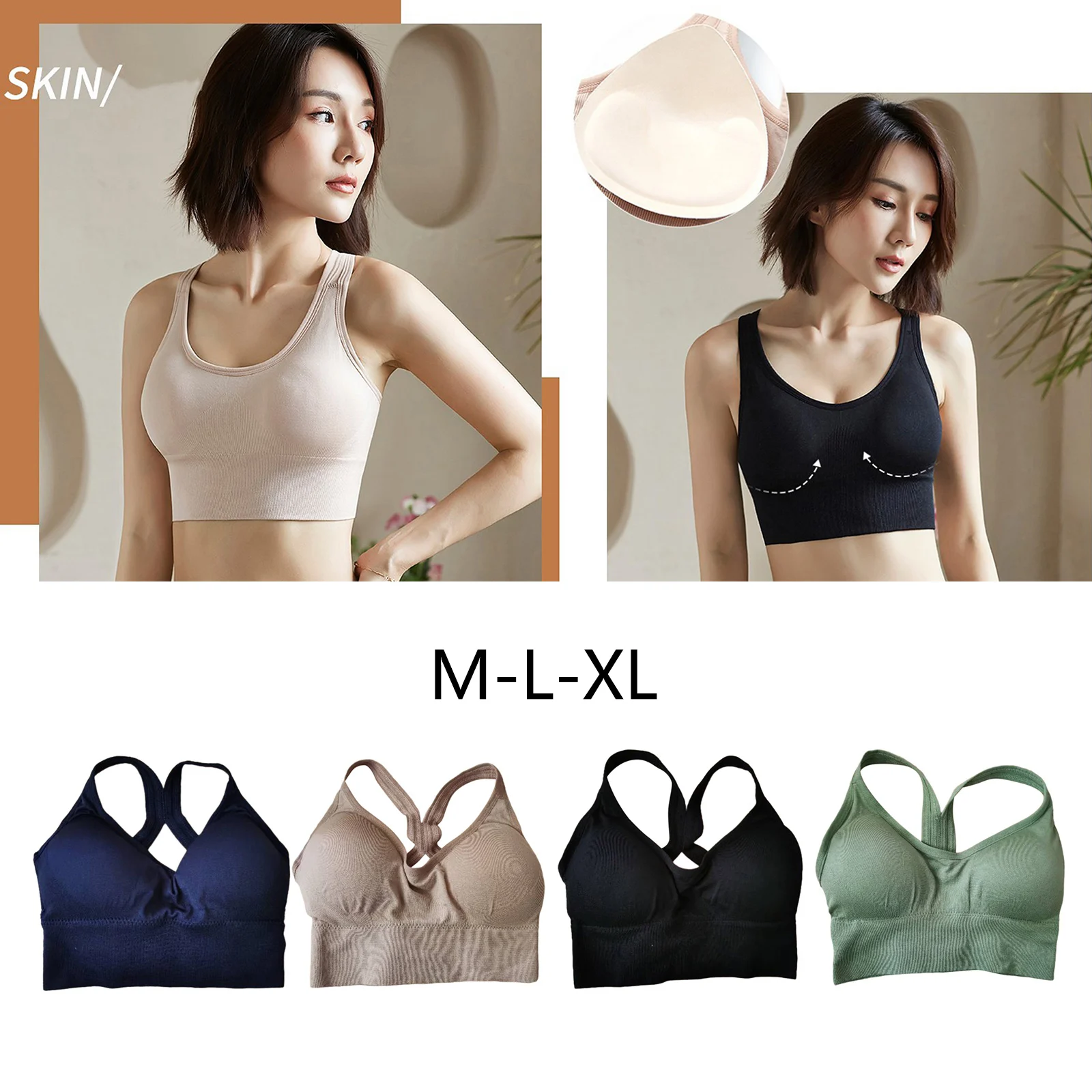 

Women Sports Fitness Gym Bra Push Up High Impact Yoga Workout Vest Underwear Gymwear No Wire Sportswear