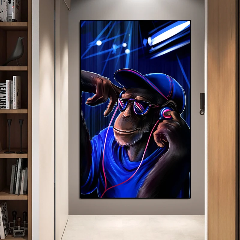 Большие Животные картины на холсте современные наушники обезьяна орангутан