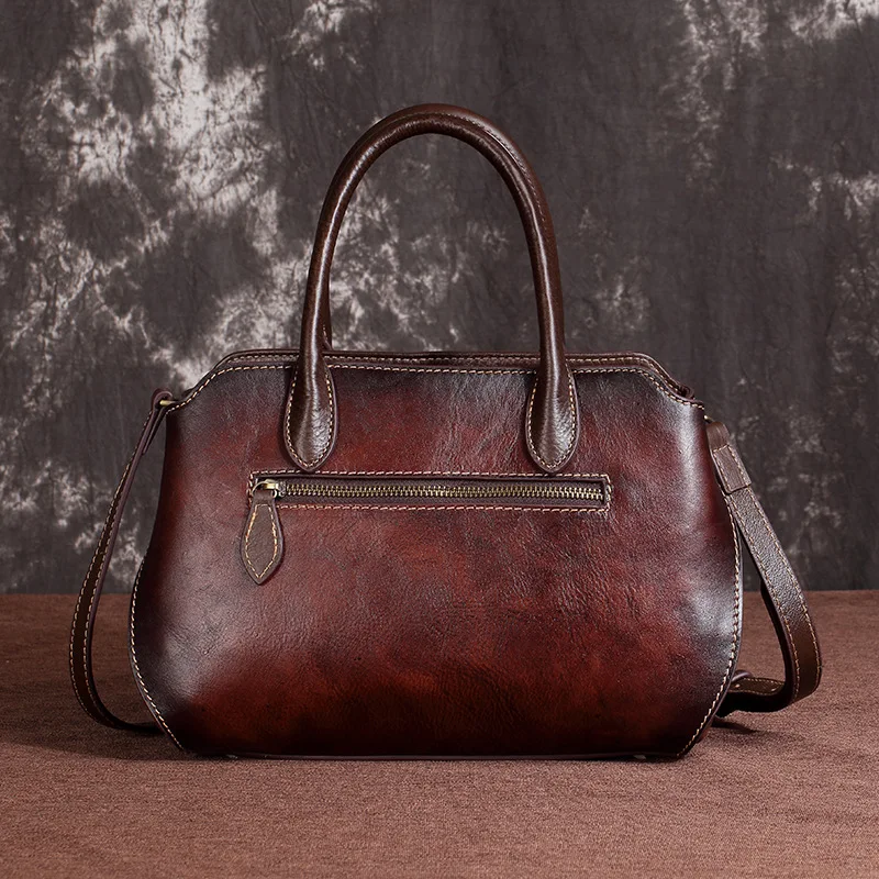 Женская сумка тоут из натуральной кожи с перекрестными ремешками в стиле ретро