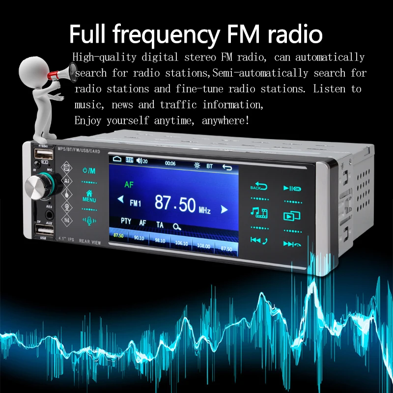 Автомагнитола 1DIN 5188 дюйма MP5 плеер сенсорное разрешение Android 10 Mirrorlink RDS AM FM 4-USB