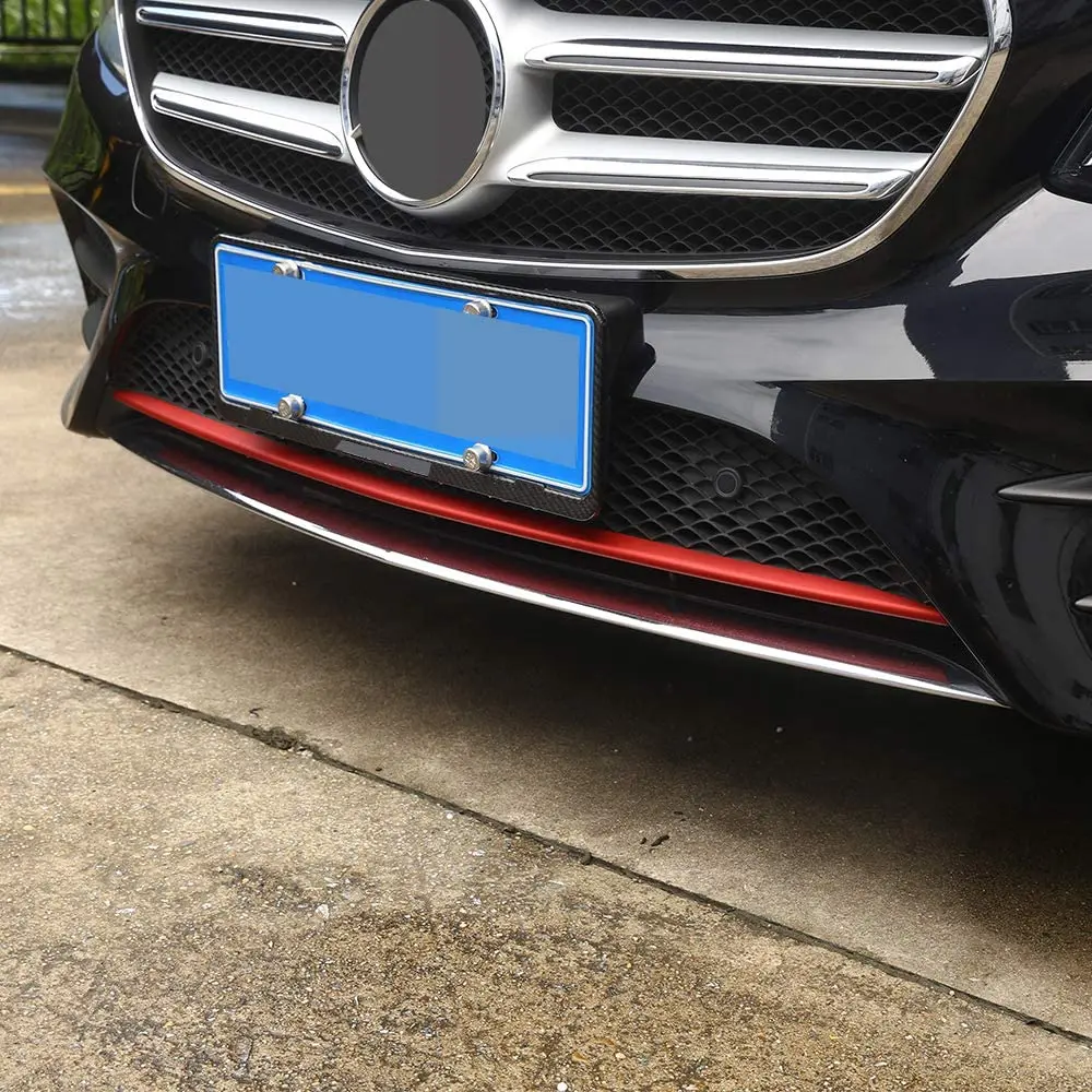 

for Mercedes Benz W213 E200 E300 E Class 2016-2019 ABS Plastic Sport Red Front Bottom Grill Grid Grille Bumper Upper Cover Trim