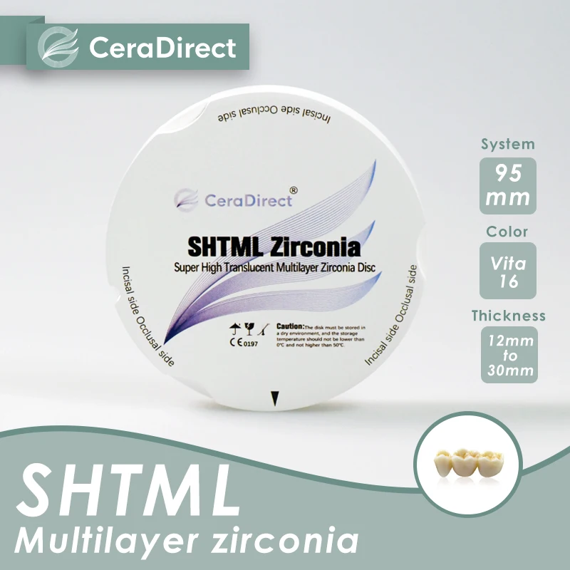 Ceradirect SHT-ML multilayer Zirkon zahn system (95mm) thickness 18mm  for dental lab CAD/CAM