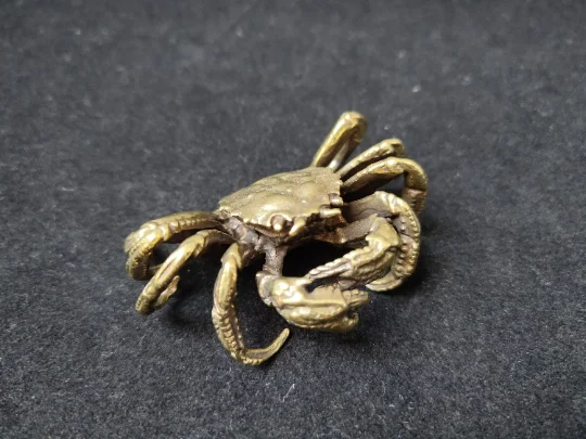 

2" Clawing Crab brass Desktop Art Copper Pure brass statue cute sculpture Ornament Figurines stick incense holder Collectible Tr