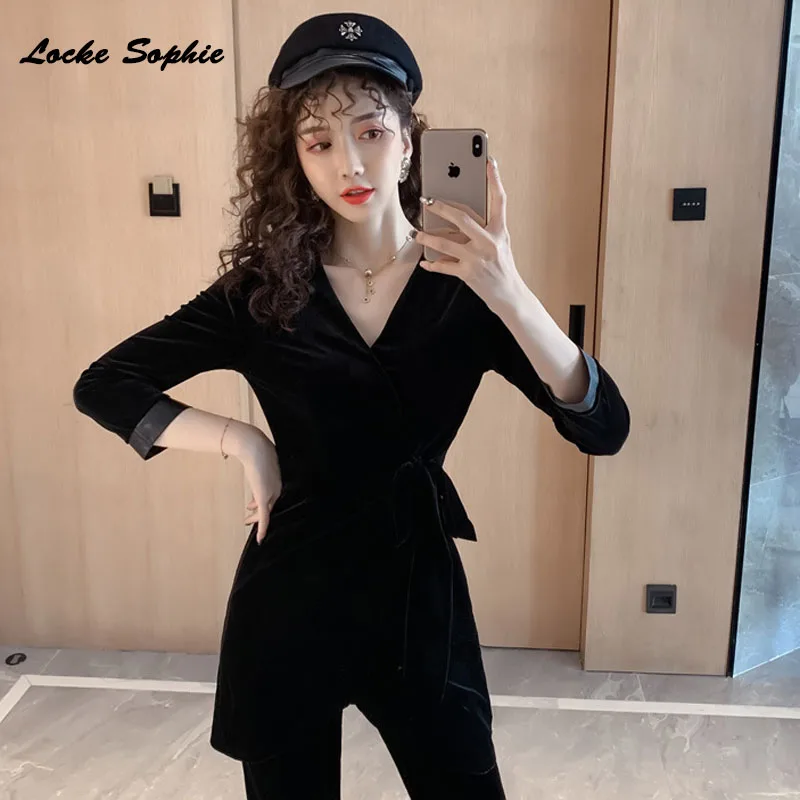 Женский спортивный костюм-двойка из 2 предметов пальто юбки весна 2020 бархатный