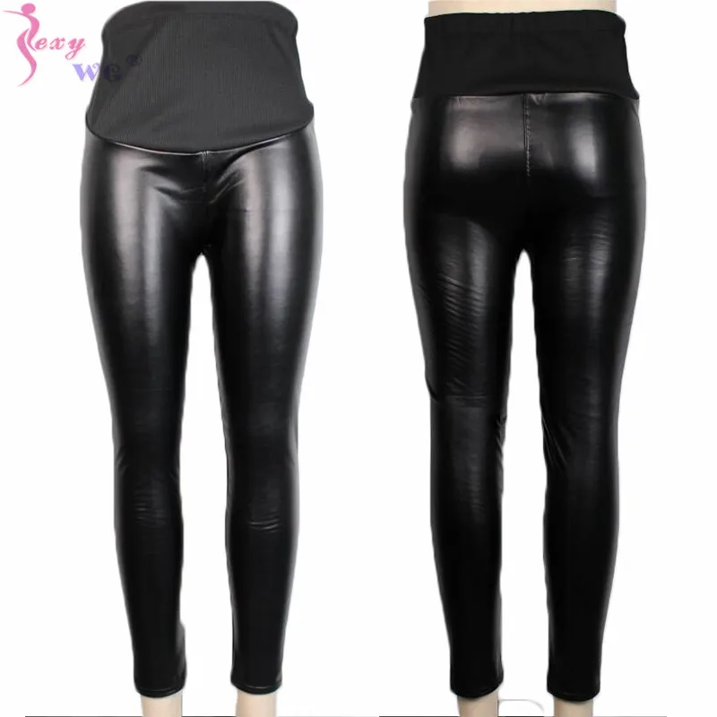 цена Mothers Maternity Pregnant Women Leggings SEXYWG Chaparajos Leather Pants Fashion Mom Pregnancy Pant Over Belly Clothes Mother