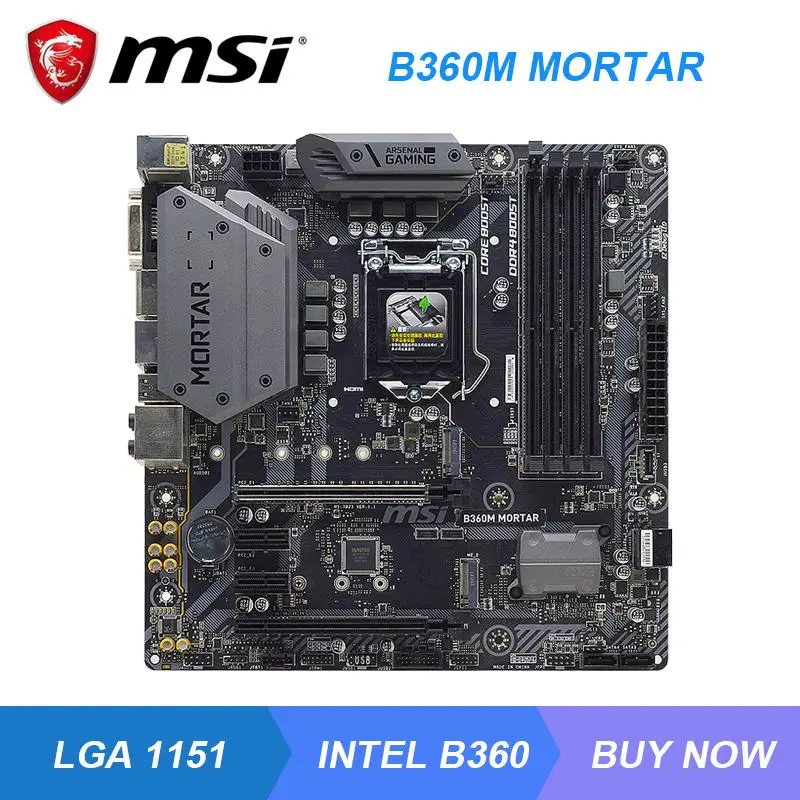 

MSI B360M MORTAR LGA 1151 Intel B360 Gaming PC Motherboard DDR4 64GB 2×M.2 PCI-E 3.0 DVI HDMI USB3.1 Core i9-9900K i7-8086K Cpus