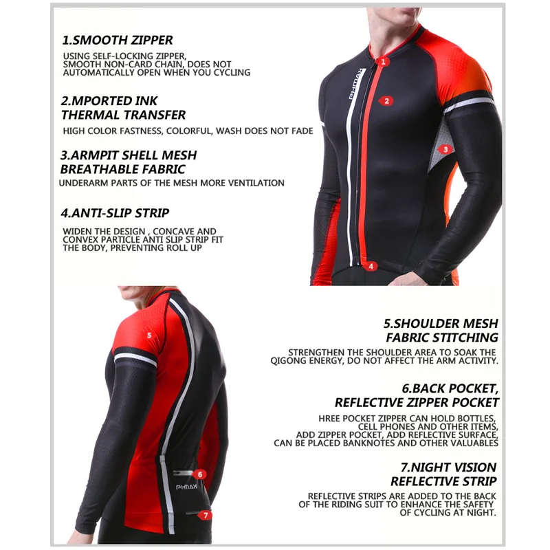 PHMAX Мужская одежда для велоспорта с длинным рукавом MTB|Майки велоспорта| |