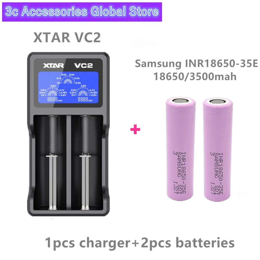 2 шт 3,7 V 18650 3500mah 13A Разрядка Для samsung INR18650-35E литий-ионная батарея IMR батарея для игрушек E-cig фонарь фонарик и т. Д