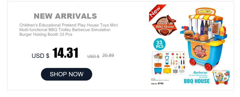 Children Pretend Play 34pcs/Set Trolley House Booth Educational Toy Super Funny Mini Role Play Toys Kitchen Workbench Bauble