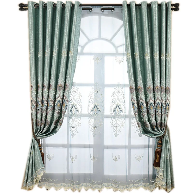 

European Style Curtains for Living Dining Room Luxury Curtains Embroidery Fabric Curtains Tulle Finished Product Customization
