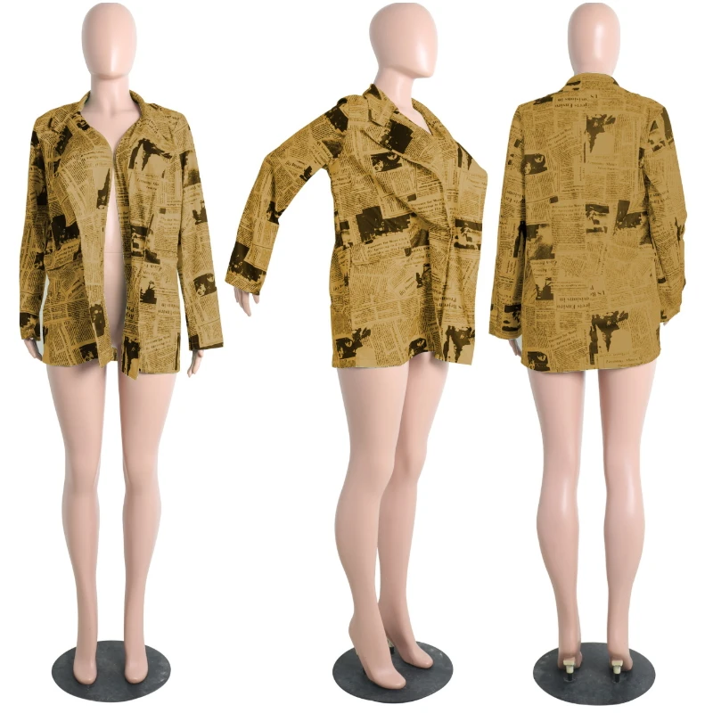 Пикантные женские куртки-бомберы с буквенным принтом для старых газет кардиган