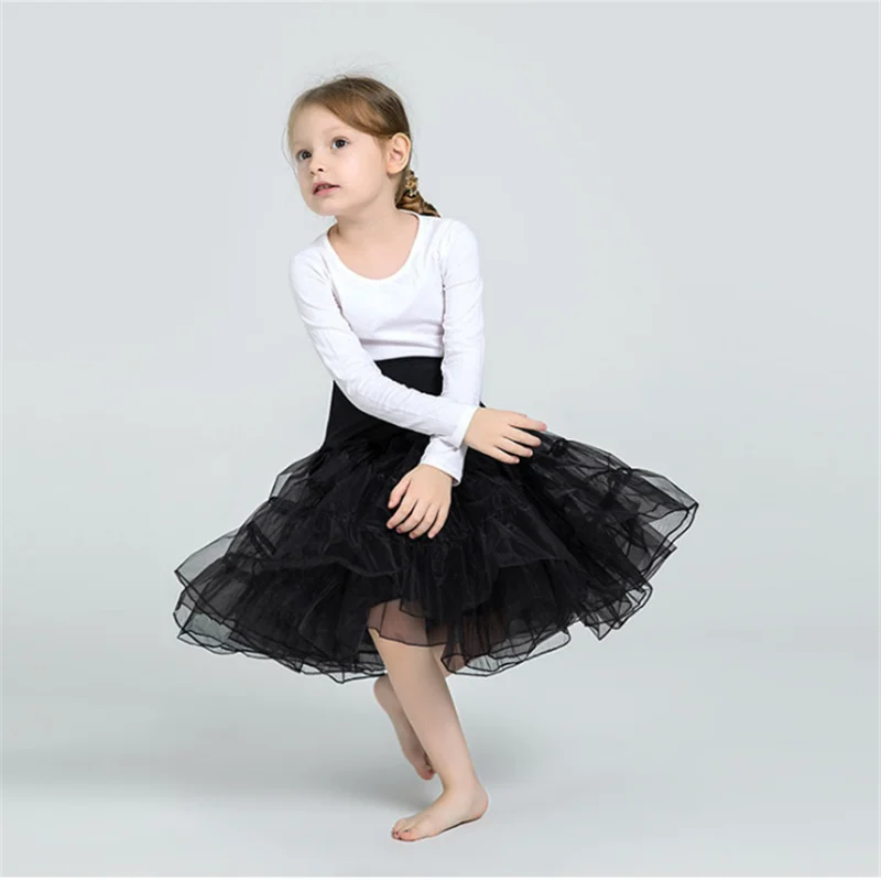 Hot sale children small 3 layer tulle skirt soft girl tutu skirt fluffy crystal yarn cute princess party pleated skirt petticoat