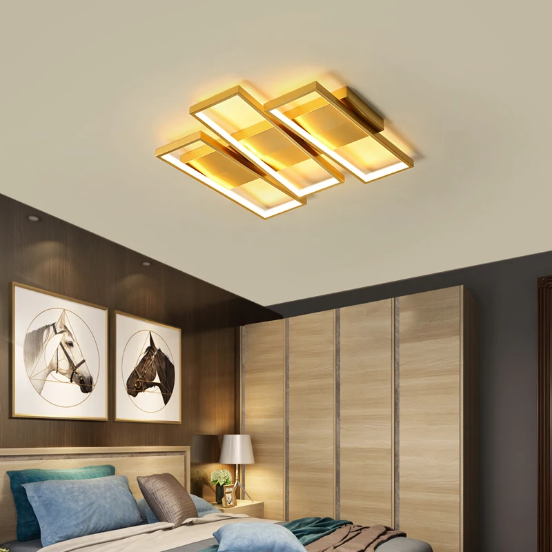 

Modern Led Ceiling Lights for Living Room Bedroom lamparas de techo Square Gold LED Ceiling Lamp for home Lighting fixtures