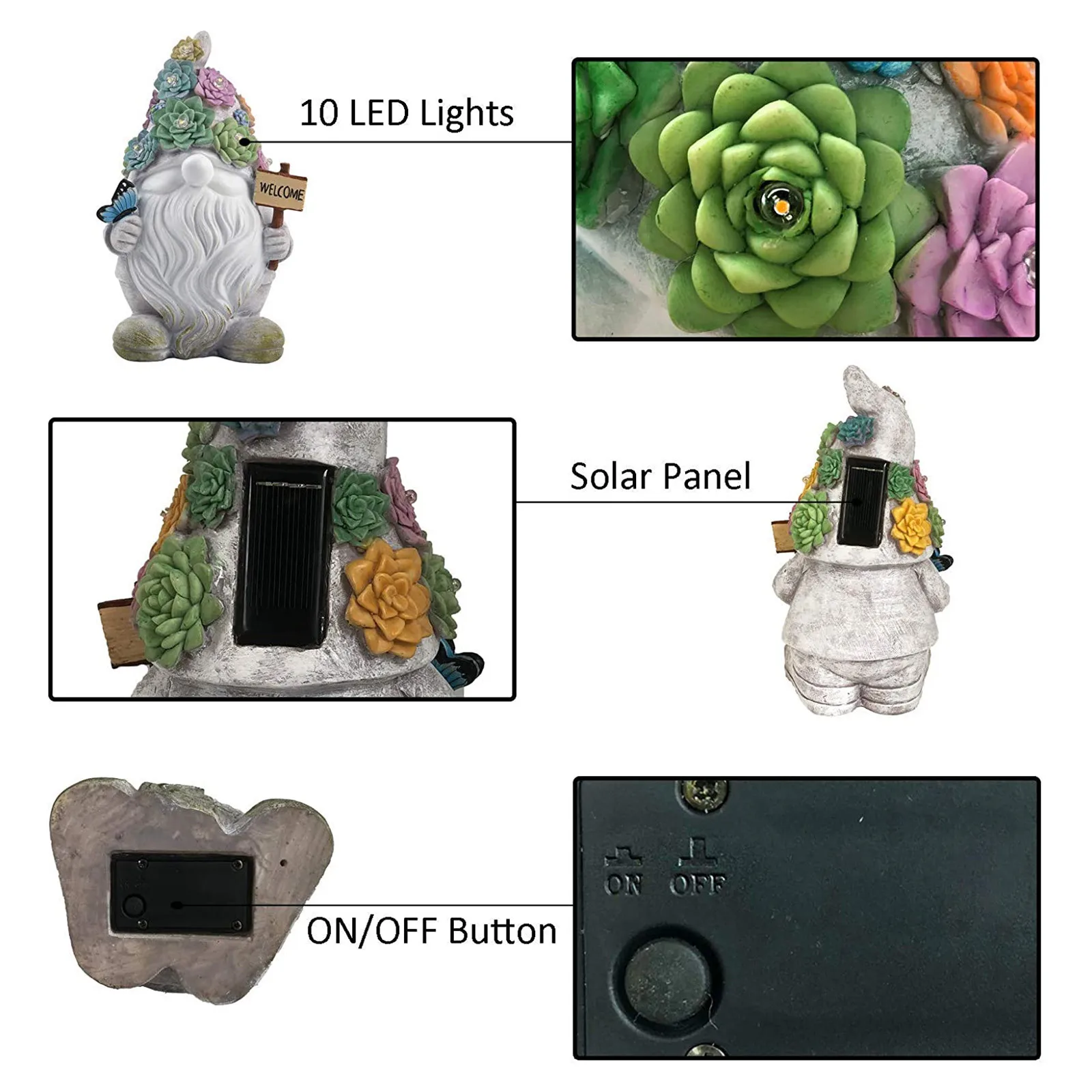 

Garden Decoration Outdoor Solar Garden Resin Decoration Dwarf Crafts Cartoon Statue Garden Decoration Garden Ornaments Cute