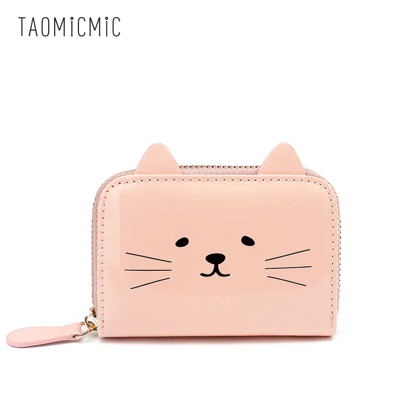 Для женщин с мультяшным котом держатель для карт женский кожаный бумажник карты