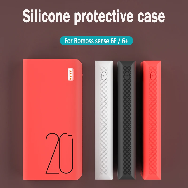 

Silicone Protective Case For Romoss sense 6+ 6F power Bank Anti-impact/skid Cover Romoss Sense 6F 20000mAh Power Bank Skin