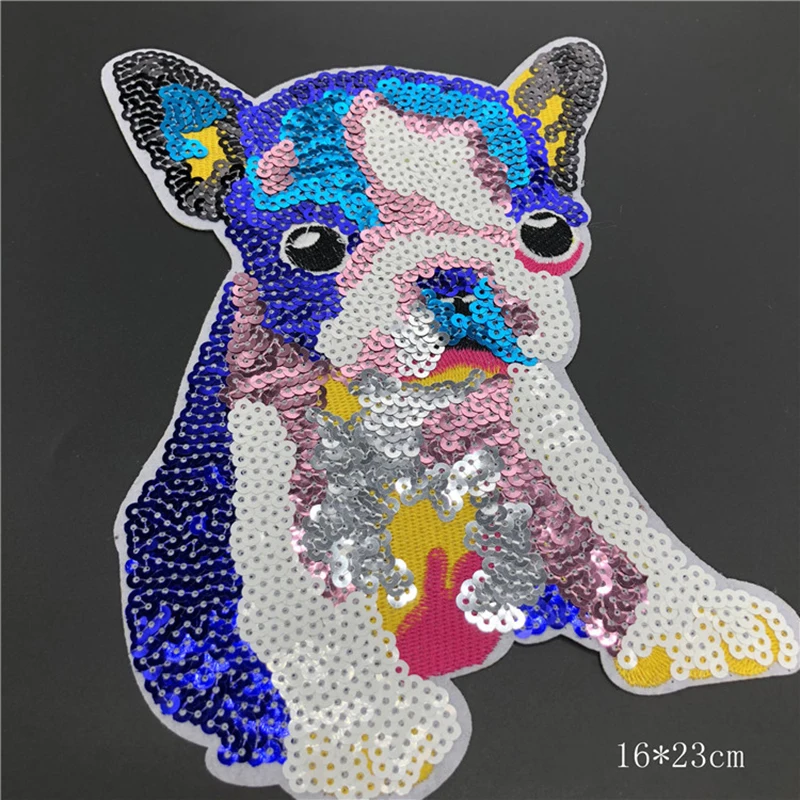 puppy-4 Новые милые нашивки для щенков, собак, бульдогов, животных, блестки, железные нашивки с героями мультфильмов, аксессуары для шитья, украшения для одежды, значок - Цвет: puppy-4
