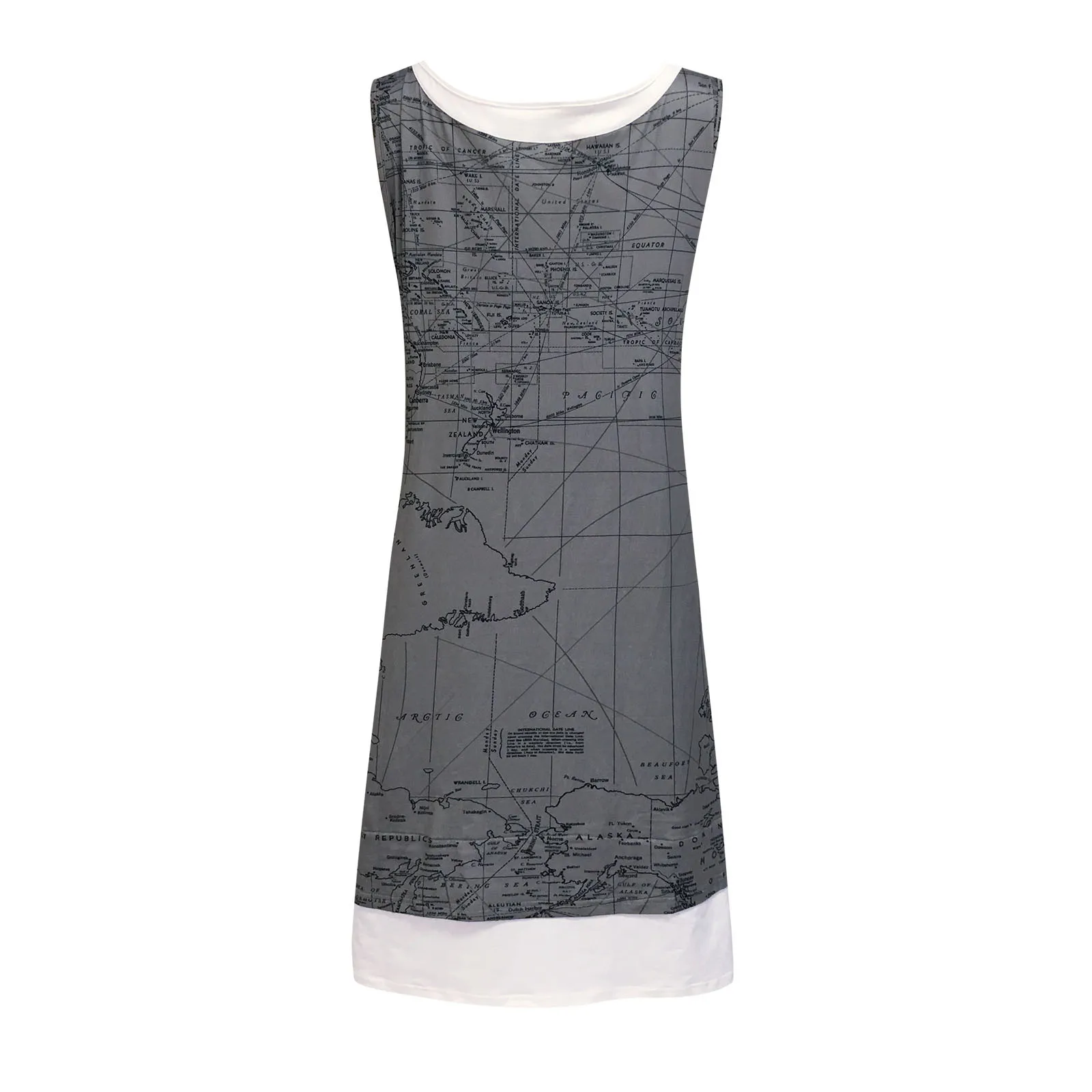 

Sagace Women's Summer Plus Size Dress Bohemian Round Neck Sleeveless Printed Fake Two-piece Boho Dress Plus Size Black Dress