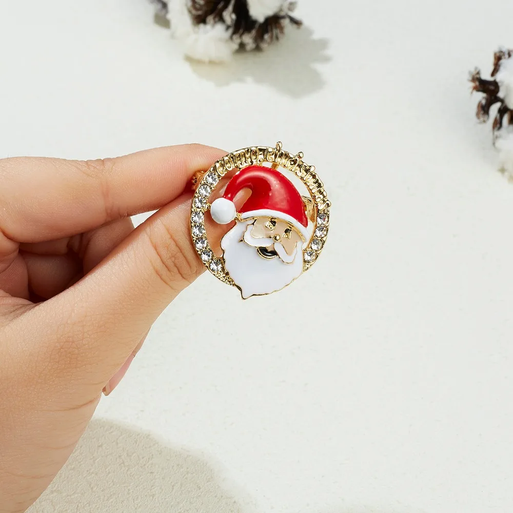 Merry Christmas броши на булавке милый Санта Клаус шляпа прекрасный Лось подарок эмаль значок брошь год Рождество Санта Клаус брошь с животными