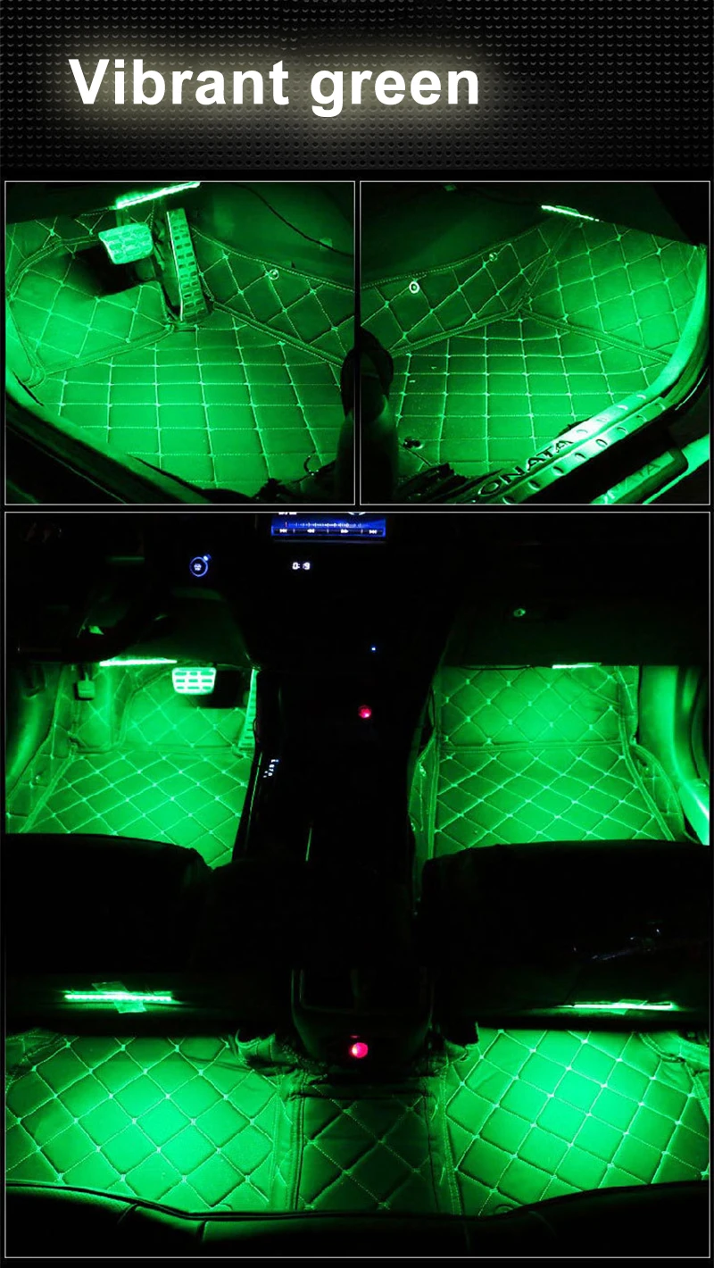 Для внутреннего оформления автомобиля светодиодный RGB полосы света тире пол ноги RGB Светодиодные полосы декоративный свет Музыка Звук управление несколько освещения