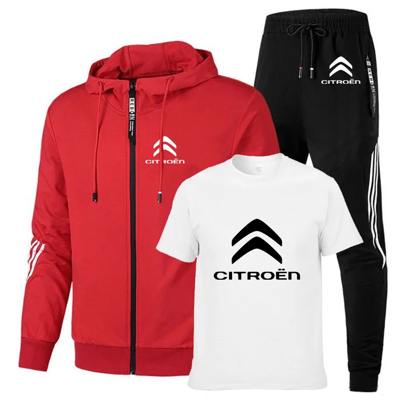 

Куртка мужская демисезонная с принтом логотипа Citroen Motors, однотонная хлопковая в полоску, свитшот, футболка и спортивные брюки, 3-piec