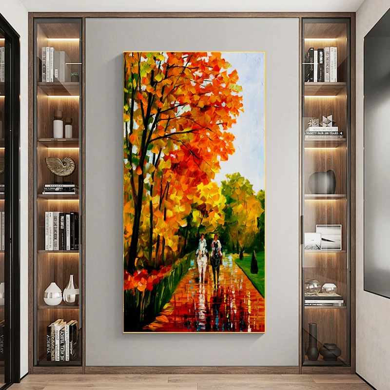 

Abstract Rain Street Tree Lamp Landscape Canvas Painting Lover Poster and Prints Wall Art Pictures for Living Room Home Decor