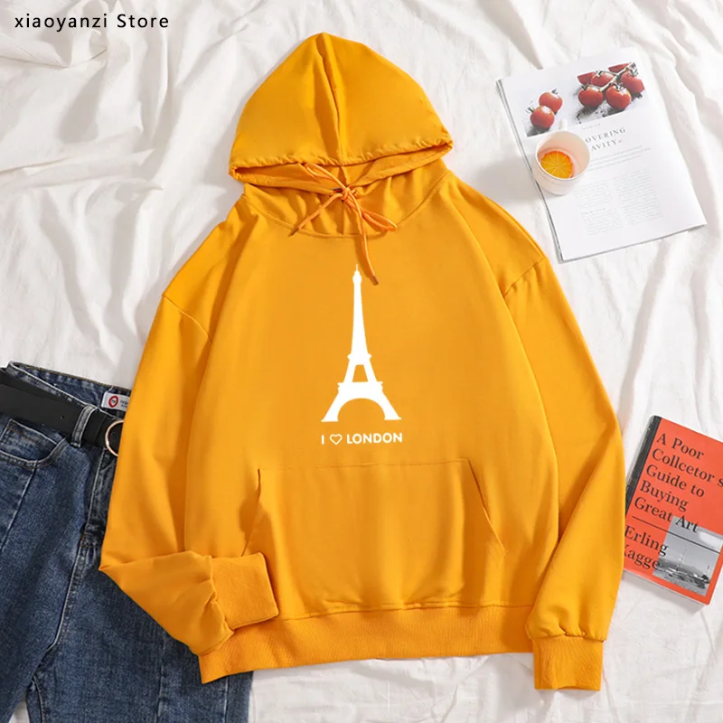 

I Love London hoodies Eiffel Tower Funny Design Fashion women sweatshirts Homme Cotton sports pullovers Soft Hipster Camiseta