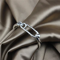 anslow new design fashion jewelry paper clip retro antique silver opening size bangle femme trendy party bracelet low0896lb