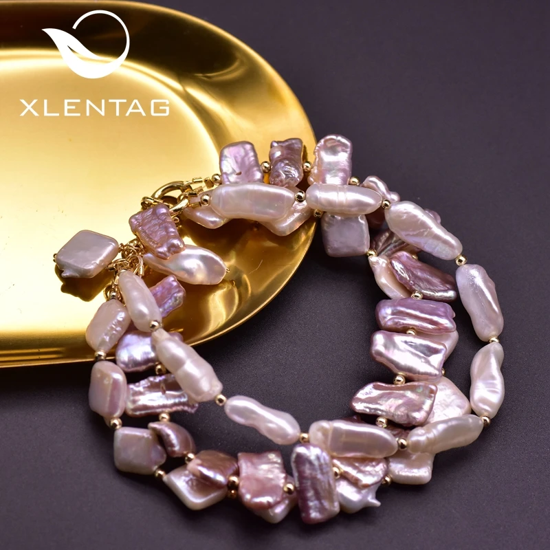 XlentAg Handmade Multi-layer Natural High Quality Baroque Pearls Charm Bracelets Women Engagement Party Fashion Jewellery GB0207 | Украшения