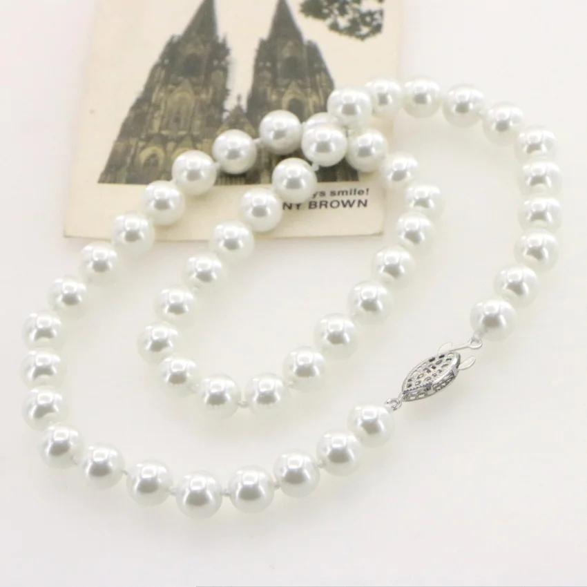 Изысканное ожерелье из белого жемчуга 8 мм модные ювелирные изделия подарки для