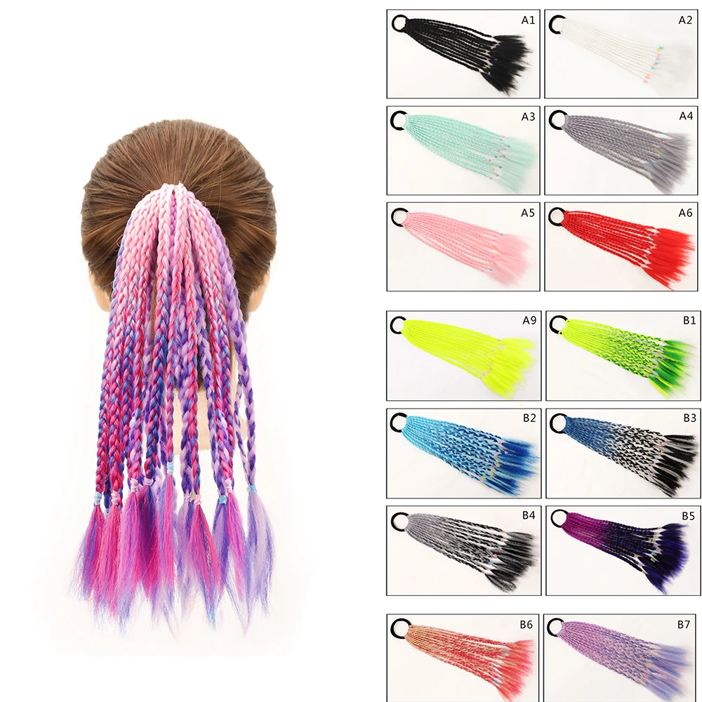

New Girls Thicker Wig Ponytail Hair Ropes Kids Twist Braid Rope Headdress Hair Braider Elastic Hair Band Rubber Hair Accessories