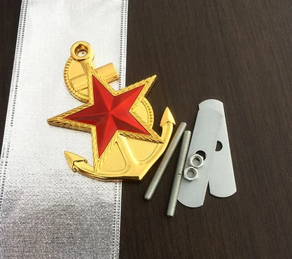

3D Metal Gold Five-pointed Anchor Stars Auto Emblem Badge Sticker Decals Car Accessories