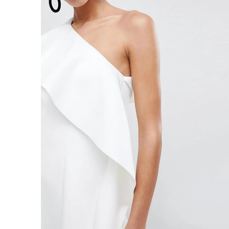 

2020 Hot Fresh Mini Dress Clear One Off Shoulder Temperament Sexy Club Style Short Sleeve High Waist Women A-Line Vestidos L732