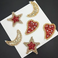 new handicraft moon star heart look manual rhinestone bead flower applique t shirt patches for clothing shoes bag diy sewing