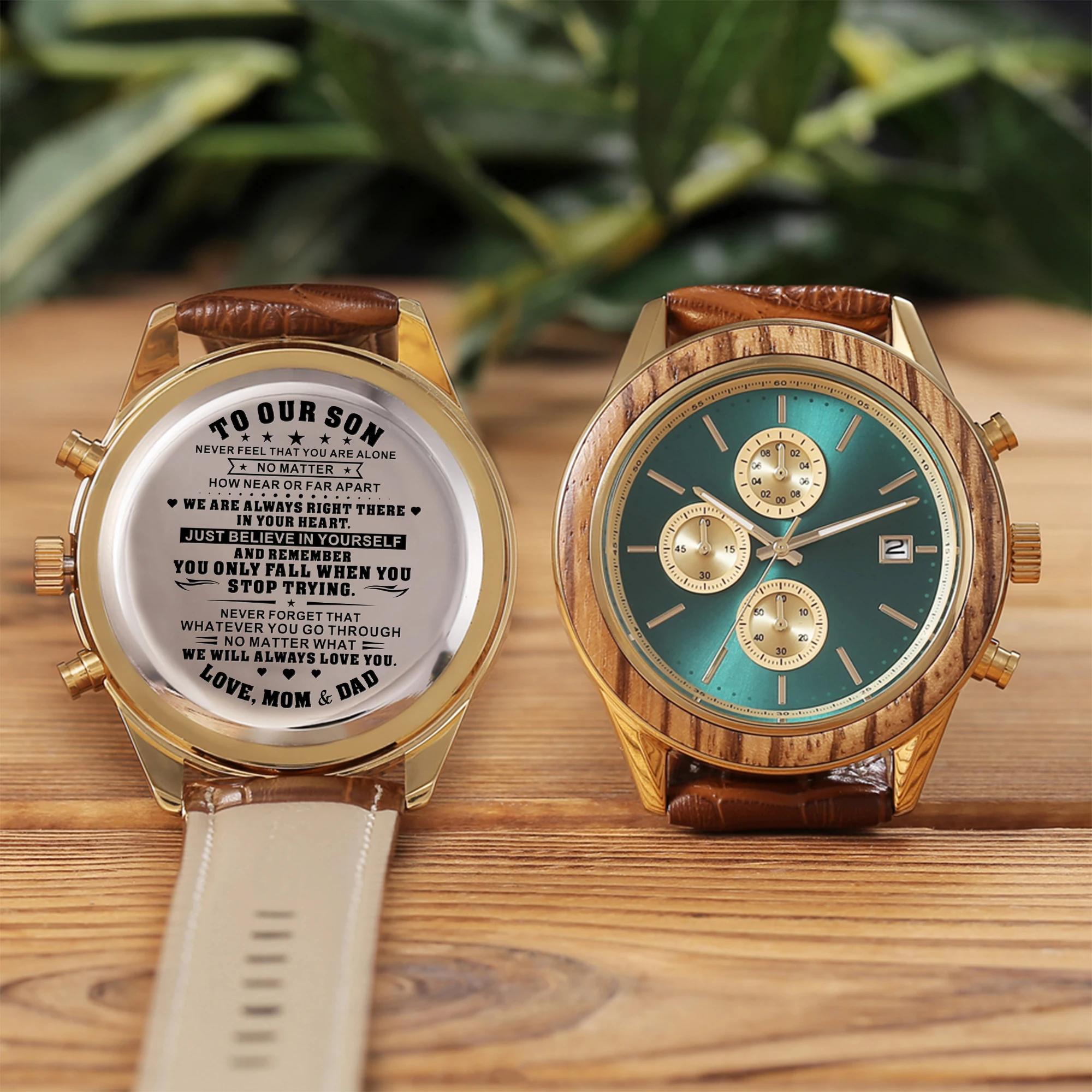 Часы с гравировкой из нержавеющей стали для папы и мамы сына часы календарем 24