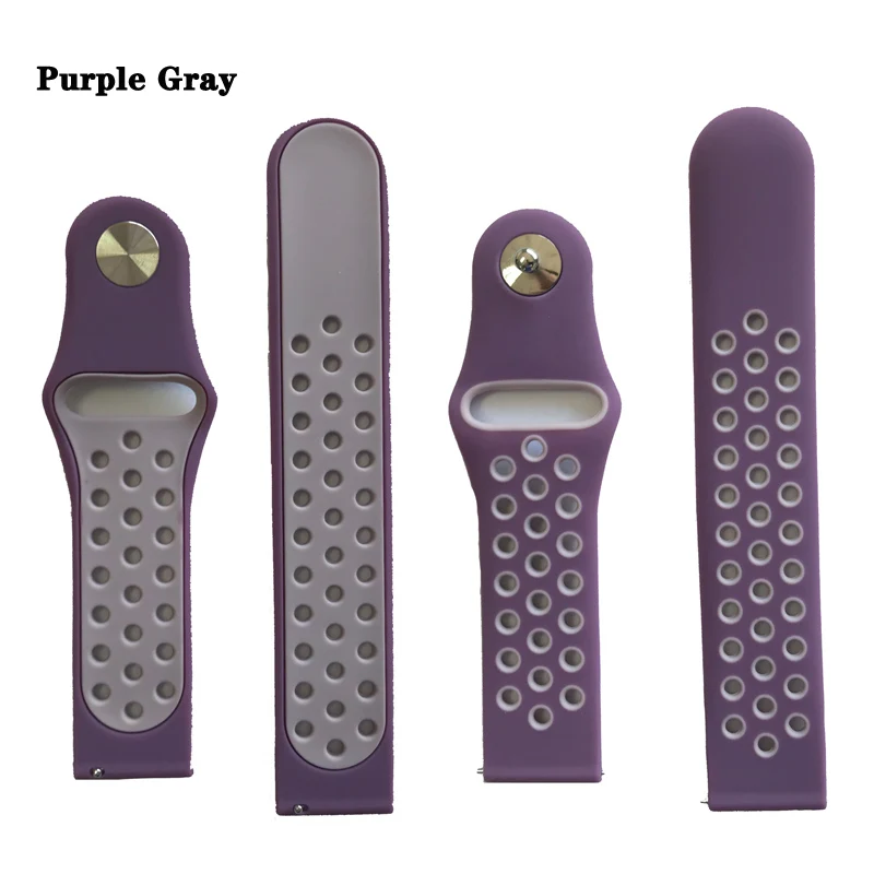 Purple Gray 20 мм силиконовый ремешок, аксессуары для умных часов, спортивный умный браслет с силиконовым ремешком, ремешок для фитнеса, умный ремешок - Цвет: Purple Gray