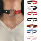 Ожерелье-чокер женское из искусственной кожи, колье с отверстиями в форме сердца в стиле панк, металлическое цветное колье до ключиц в готическом стиле, вечерняя вечерние жутерия, 1 шт., N252