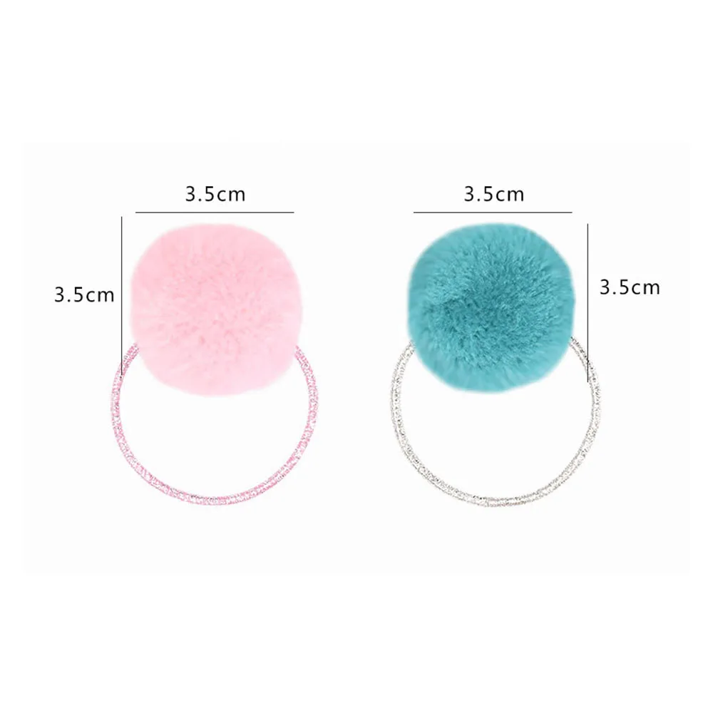 2022 New Hot Sale 1 Pair Cute Furry Pompom Girl Children Sweet Rubber Band Fur Ball Hair Ring Kids Hair Rope Accessories