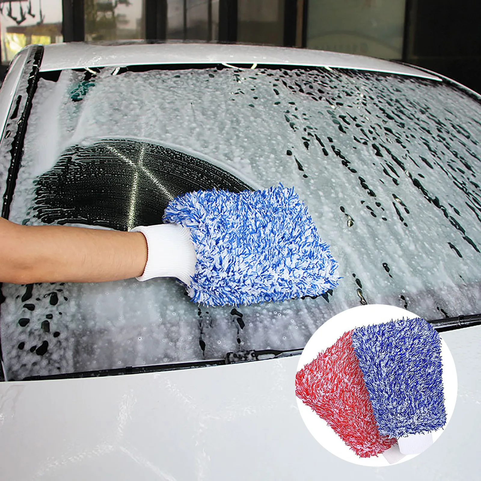 

2pc Maximum Mitt High Density Auto Wash Cloth Ultra Super Absorbancy Car Sponge Plush Glove Microfiber Cleaning Towel