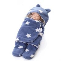 2021 winter baby blanket infant thicken flannel swaddle stroller cartoon newborn baby bedding blankets sleeping bag 0 12 months