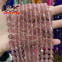 natural strawberry crystal quartz beads faceted stone loose spacers beads for jewelry making diy bracelets accessories 8mm 15