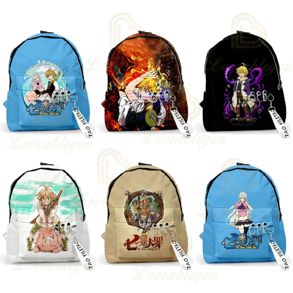 

Anime Nanatsu No Taizai The Seven Deadly Sins Backpack Cartoon Cosplay Shoulder Bag Funny Print School Student Bag Trip Bag